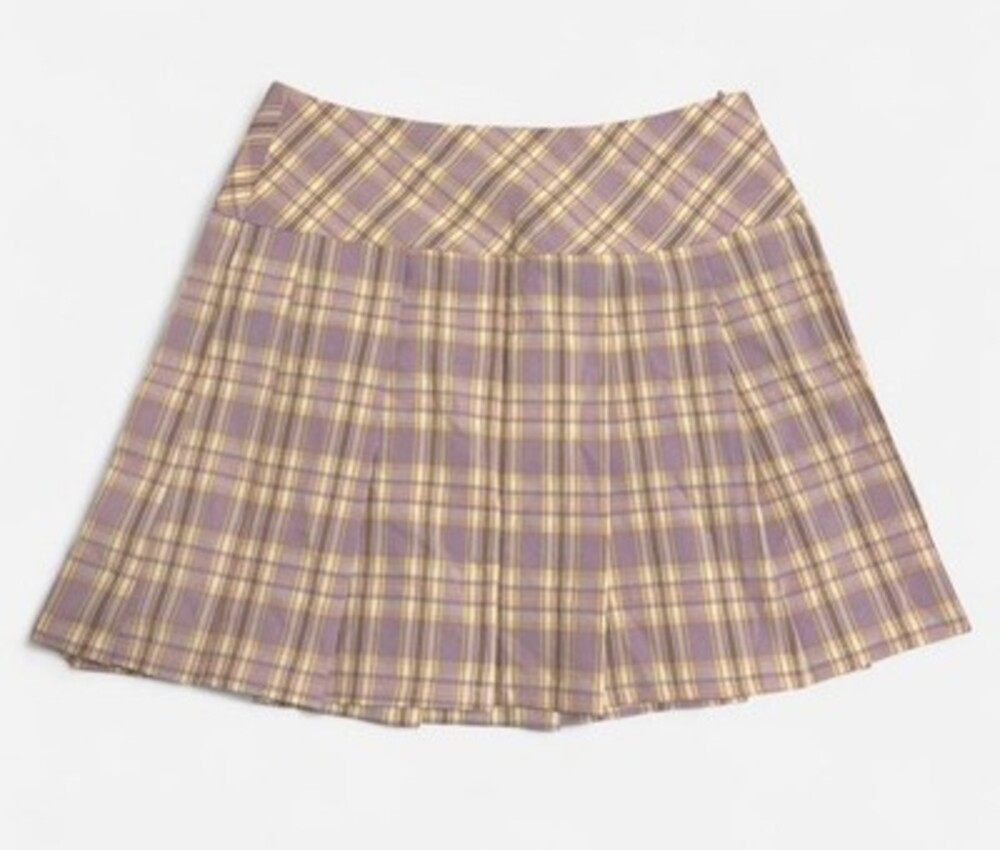 Elodie Purple Lavender Plaid Pleated Mini Skirt Size Medium Y2K Preppy Regency S